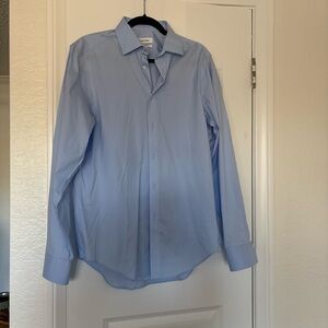Calvin Klein Blue Refined Cotton Dress Shirt